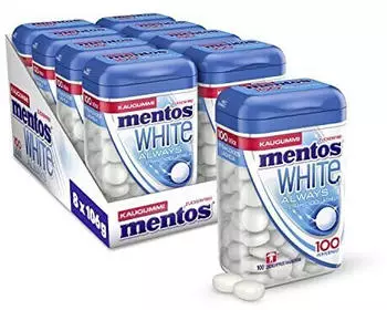 Mentos Always White Kaugummi-Dragees (100 Dragees) 8 Dosen