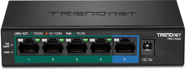 TRENDnet 5-Port Gigabit PoE+ Switch (TPE-TG52)