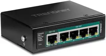 TRENDnet TI-B541 5-Port DIN-Rail Switch, Gigabit, PoE++ mit PoE Pass-Through (TI-B541)
