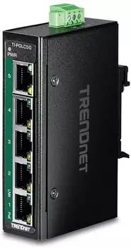 TRENDnet TI-PGLC50 5-Port Industrial Gigabit PoE+ DIN-Rail Switch (TI-PGLC50)