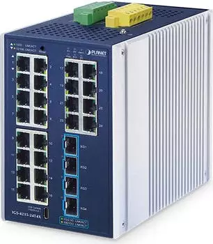 Planet IGS-4215-24T4X Industrial L2+ Managed Switch 24-Port 10/100/1000T + 4-Port 10G SFP+, IP30 (IGS-4215-24T4X)