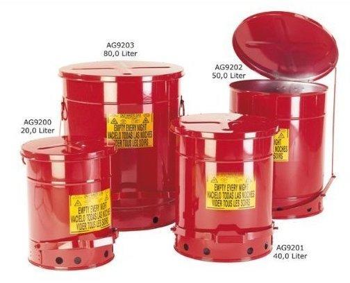 ASECOS Entsorgungsbehälter rund 80 l Stahl rot,