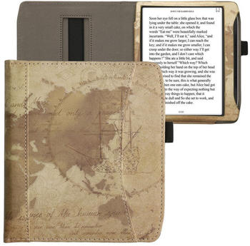 kwmobile Flip Case Pocketbook Era Travel Vintage Braun Hellbraun