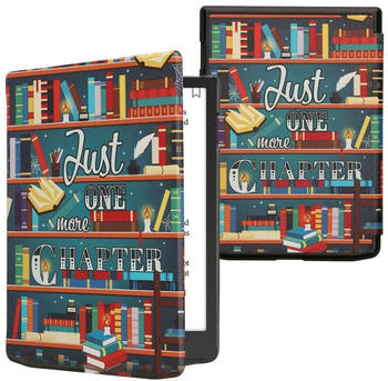 kwmobile Case Pocketbook InkPad Color 3 Bibliothek Motto Mehrfarbig