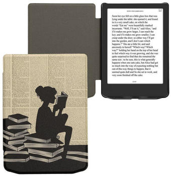 kwmobile Case Pocketbook Verse/Verse Pro/Verse Color/Vivlio Light/Light HD Lesende Frau Schwarz Beige