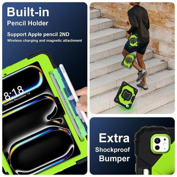 Wigento Für Apple iPad Pro 11 2024 Robuste Hybrid 360 Grad Tasche Case Grün