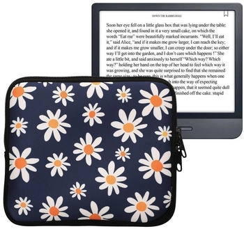 kwmobile Tasche für eReader - Neopren Hülle Schutzhülle Kleine Gänseblümchen Blau Weiß Gelb - Innenmaße (KWM000016LM004C)