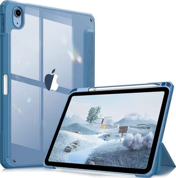 Fintie Hybrid Hülle für iPad 10. Generation 2022 (10.9 Zoll) mit Stifthalter - Stoßfeste Schutzhülle mit transparenter Hartschale auf der Rückseite Dunstblau