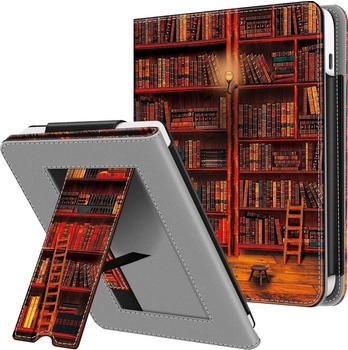 Fintie Hülle für Tolino Vision 6 (2021) / Kobo Libra 2 (2021) - Kickstand Schutzhülle mit Kartenfach Handschlaufe und Auto Sleep/Wake Funktion die Bibliothek