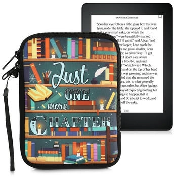 kwmobile Tasche für eReader - Neopren Hülle Schutzhülle Bibliothek Motto Mehrfarbig - 17 x 12 x 2 cm Innenmaße