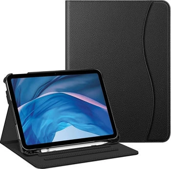 Fintie Hülle für iPad 10. Generation 2022 (10.9 Zoll) - Multi-Winkel Folio Schutzhülle mit Pencil Halter Dokumentenfach und Auto Schlaf/Wach Funktion Schwarz