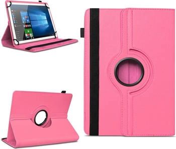 NAmobile Tablet Tasche für 10 - 10.1 Zoll Hülle Cover 360° Drehbar Universal Schutz CaseFarben:Pink