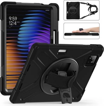 Wigento Für Xiaomi Pad 7 / 7 Pro Silikon Hybrid Tasche Schultergurt Halterung (77960)