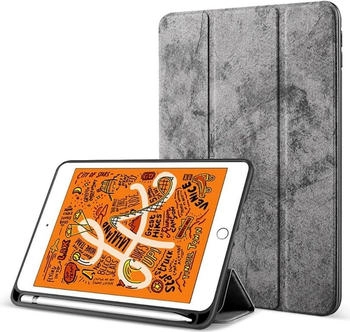 FroShop Schutzhülle für Apple iPad 9./8./7. Generation (2021/2020/2019) 10.2" Etui Tasche Case Hülle Smart Cover MARMOR GRAU Stifthalter