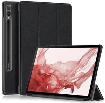 FroShop Stifthalter Schutzhülle für Samsung Galaxy Tab S9 FE Plus 12.4" 2023 / S10 Plus 12.4" 2024 Smart Cover Schutz Hülle Tasche Etui Case Glas - SCHWARZ