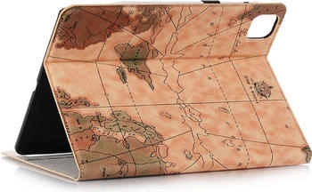 FroShop Schutzhülle für Apple iPad Air 10.9" (4. Gen) 2020 + Air 10.9" (5. Gen) 2022 Smart Cover Etui Tasche Case schlanke Hülle Standhülle - Weltkarte BEIGE