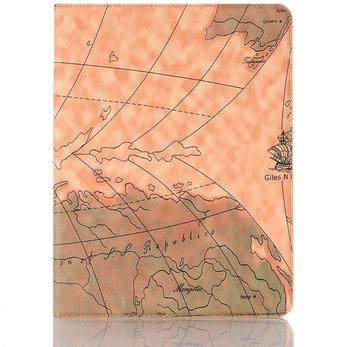 FroShop Schutzhülle für Apple iPad Pro 12.9" 5. / 6. Generation 2021 2022 Hülle mit Stifthalter Tasche Etui Smart Case Weltkarte BEIGE