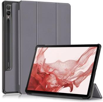 FroShop Stifthalter Schutzhülle für Samsung Galaxy Tab S9 FE Plus 12.4" 2023 / S10 Plus 12.4" 2024 Smart Cover Schutz Hülle Tasche Etui Case Glas - Grau