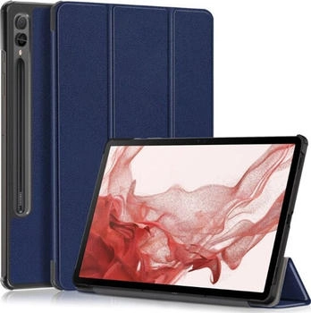 FroShop Stifthalter Schutzhülle für Samsung Galaxy Tab S9 FE 10.9" 2023 / Tab S9 11" 2023 Smart Cover Schutz Hülle Tasche Etui Case 9H Glas - BLAU