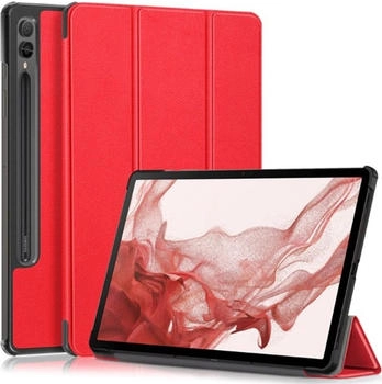 FroShop Stifthalter Schutzhülle für Samsung Galaxy Tab S9 FE Plus 12.4" 2023 / S10 Plus 12.4" 2024 Smart Cover Schutz Hülle Tasche Etui Case Glas - Rot
