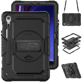 Accezz Rugged Backcover Shoulder Strap Samsung Galaxy Tab S10 Lite / S9 11 / S10 FE / S9 FE Black