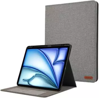 Lobwerk Schutzhülle für Cover für Apple iPad Air 11 2024 M2 6. Generation Zoll Wake & Sleep Funktion Sturzdämpfung Aufstellfunktion Grau
