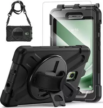 eSTUFF CHICAGO Hintere Abdeckung für Tablet mit Displayschutz Polycarbonat, Silikon Schwarz für Samsung Galaxy Tab Active3, Tab Active5 (ES683614-BULK)