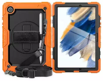 Lobwerk 4in1 H&uuml;lle f&uuml;r Samsung Tab A8 X200 X206 10.5 Sturzd&auml;mpfung Aufstellfunktion Outdoor Orange (129519)