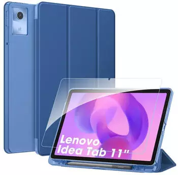 Fintie Tablet-Hülle mit Schutzfolie für Lenovo Idea Tab 11 Zoll 2025(TB-336ZU/ TB-336FU) Ultradünn Case mit Translucent Rückseite Cover mit Auto Schlaf/Wach
