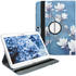 kwmobile Hülle kompatibel mit Samsung Galaxy Tab 3 10.1 P5200/P5210 - 360° Tablet Schutzhülle Cover Case - Magnolien Design Taupe Weiß Blaugrau