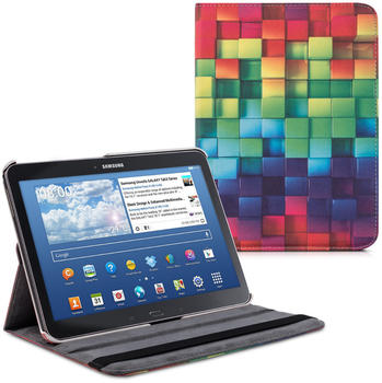 kwmobile 360° Tablet Schutzhülle Cover Case für Samsung Galaxy Tab 4 10.1 T530 / T535 - Regenbogen Würfel Design Mehrfarbig Grün Blau