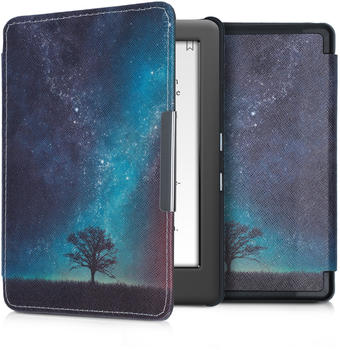 kwmobile Kunstleder eReader Schutzhülle Cover Case für Kobo Glo HD / Touch 2.0 - Galaxie Baum Wiese Design Blau Grau Schwarz