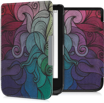 kwmobile Kunstleder eReader Schutzhülle Cover Case für Pocketbook Touch Lux 4/Basic Lux 2/Touch HD 3 - Farbrausch Design Pink Blau Grün