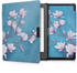 kwmobile Kunstleder eReader Schutzhülle Cover Case für Kobo Aura Edition 1 - Magnolien Design Taupe Weiß Blaugrau