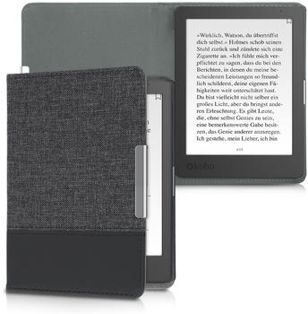 kwmobile Canvas eReader Schutzhülle Cover Case für Kobo Aura Edition 1 - Anthrazit Schwarz