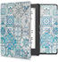 kwmobile Kunstleder eReader Schutzhülle Cover Case für Kobo Aura H2O Edition 1 - Marokkanische Fliesen einfarbig Design Blau Grau Weiß