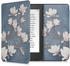 kwmobile Kunstleder eReader Schutzhülle Cover Case für Tolino Page 2 - Magnolien Design Taupe Weiß Blaugrau