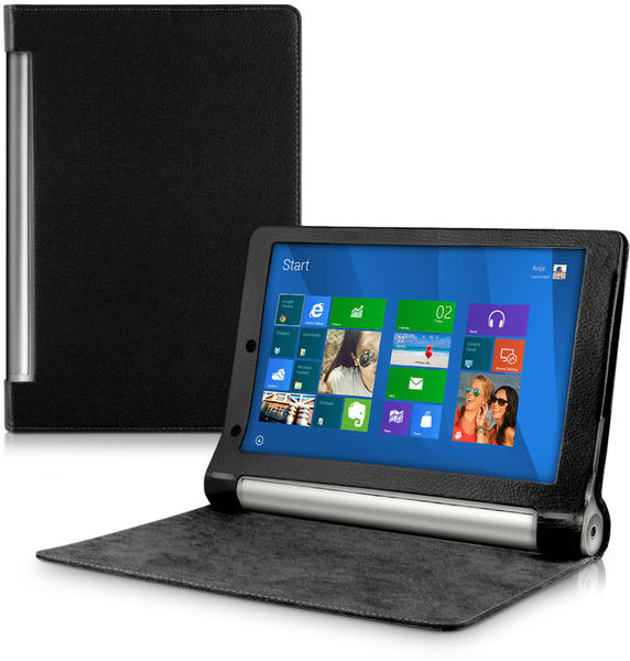 kwmobile Tablet Cover Case Schutzhülle für Lenovo Yoga Tablet 10 - Schwarz mit Ständer