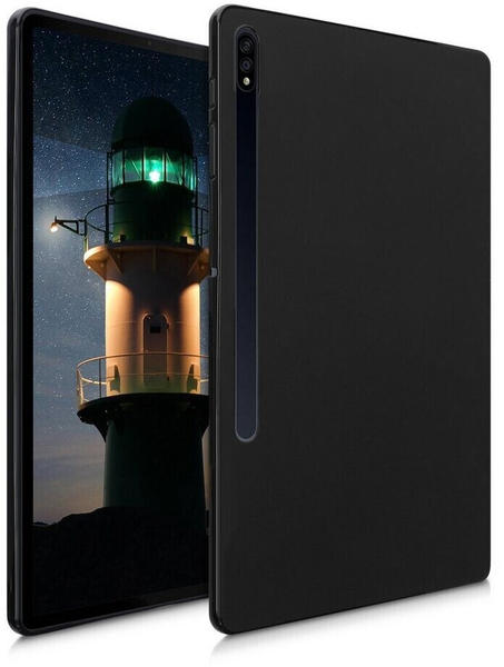 kwmobile Hülle kompatibel mit Samsung Galaxy Tab S7 Plus - Silikon Tablet Cover Case Schutzhülle Schwarz matt