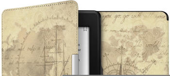 kwmobile Kunstleder eReader Schutzhülle Cover Case für Amazon Kindle Paperwhite (für Modelle bis 2017) - Travel Vintage Design Braun Hellbraun