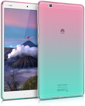 kwmobile Silikon Tablet Cover Case Schutzhülle für Huawei MediaPad M3 8.4 - Zwei Farben Design Pink Blau Transparent