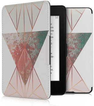 kwmobile Kunstleder eReader Schutzhülle Cover Case für Amazon Kindle Paperwhite (für Modelle bis 2017) - Glory Dreieck Design Beige Rosegold Weiß