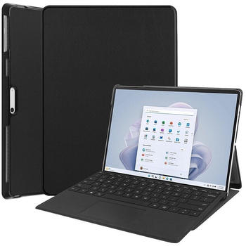 Wigento Hülle Microsoft Surface Pro 9 3folt Wake UP Smart Cover Tablet Schwarz