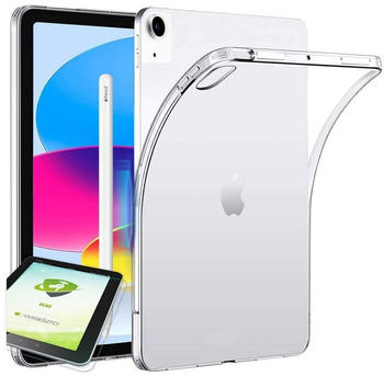 Wigento Hülle Apple iPad 10.9 2022 10. Generation Transparent Hülle Tablet Tasche Cover + H9 Hart Glas