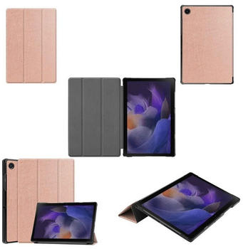 Wigento Hülle Samsung Galaxy Tab A8 2021 X205 X200 Tablet Tasche 3 folt Wake UP Smart Cover Etuis Schutz Case, Rose Gold