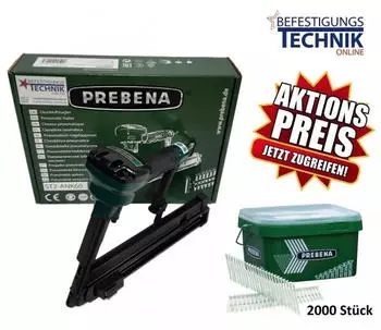 BeTeOn24 ST2-ANK60 Druckluft-Ankernagler 40-60mm + 2000 Ankernägel 50mm 20° (ST2-ANK60ANK4050)