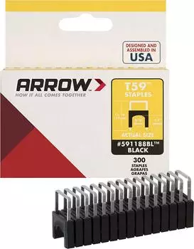 Arrow T59 Isolierte Klammern 8mm Schwarz, 300 Stück (A591188BL)