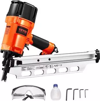 VEVOR Druckluft-Nagler 50-90mm Rundkopf 21&deg; pneumatische Nagelpistole (RHF9021NS)