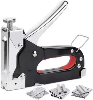 LuxusKollektion Handtacker Holz 3-in-1, 3000 Klammern, verstellbare Schusskraft