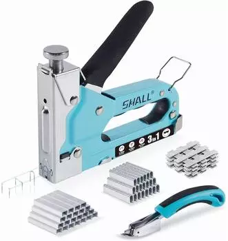 LuxusKollektion Handtacker-Set 3-in-1 mit 3000 Klammern, regulierbare Schusskraft, blau